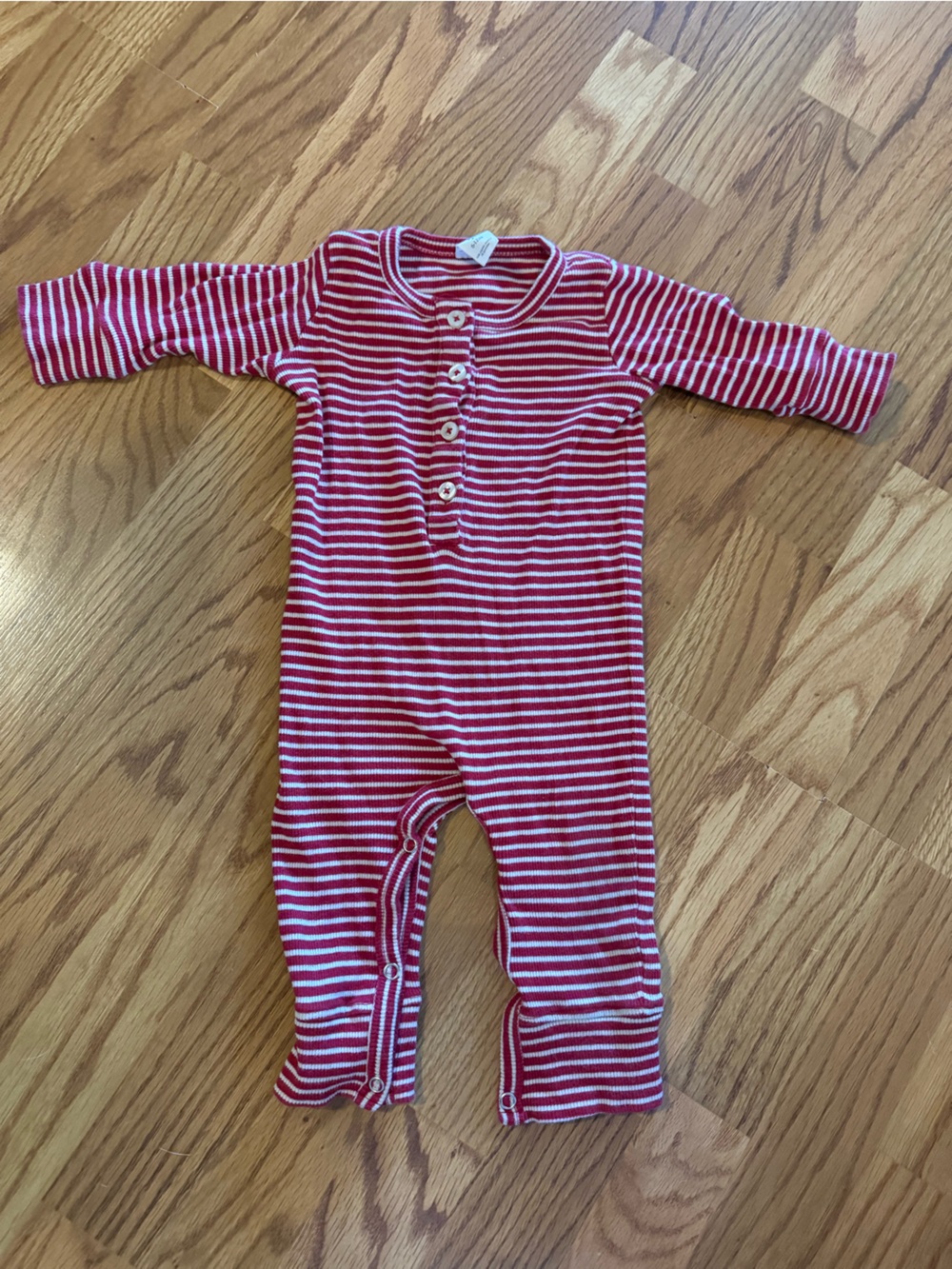 kate quinn Red and White Striped Footie all in one